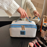 Kosmetiktasche mit Retro-Fliesen, große Kapazität, tragbar, tragbar, Kosmetik
