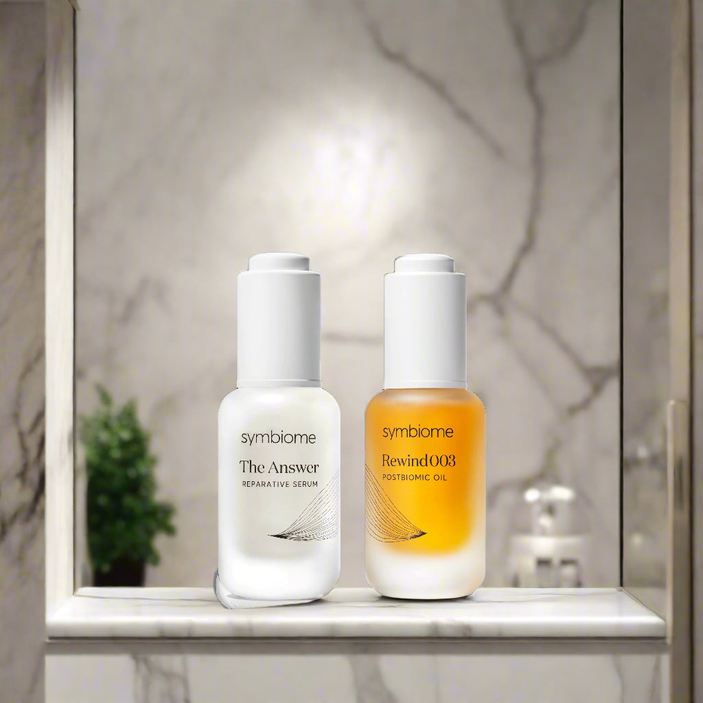 Supple Skin Set (The Answer Reparative Serum + Rewind003 Age-Defying Postbiomic Oil) – von Symbiome