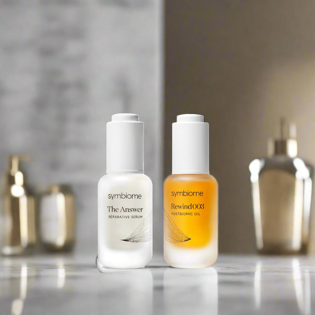 Supple Skin Set (The Answer Reparative Serum + Rewind003 Age-Defying Postbiomic Oil) – von Symbiome
