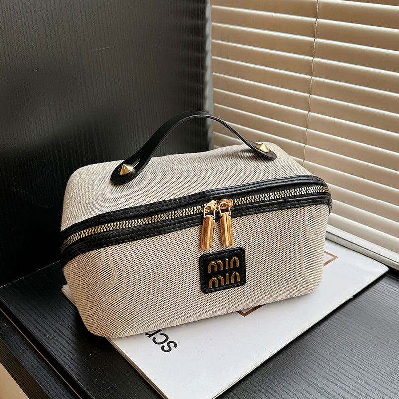 Kosmetiktasche mit Retro-Fliesen, große Kapazität, tragbar, tragbar, Kosmetik