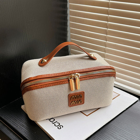 Kosmetiktasche mit Retro-Fliesen, große Kapazität, tragbar, tragbar, Kosmetik